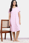 Zivame Basics Knit Cotton Knee Length Nightdress - Cream Pink — thumbnail 2
